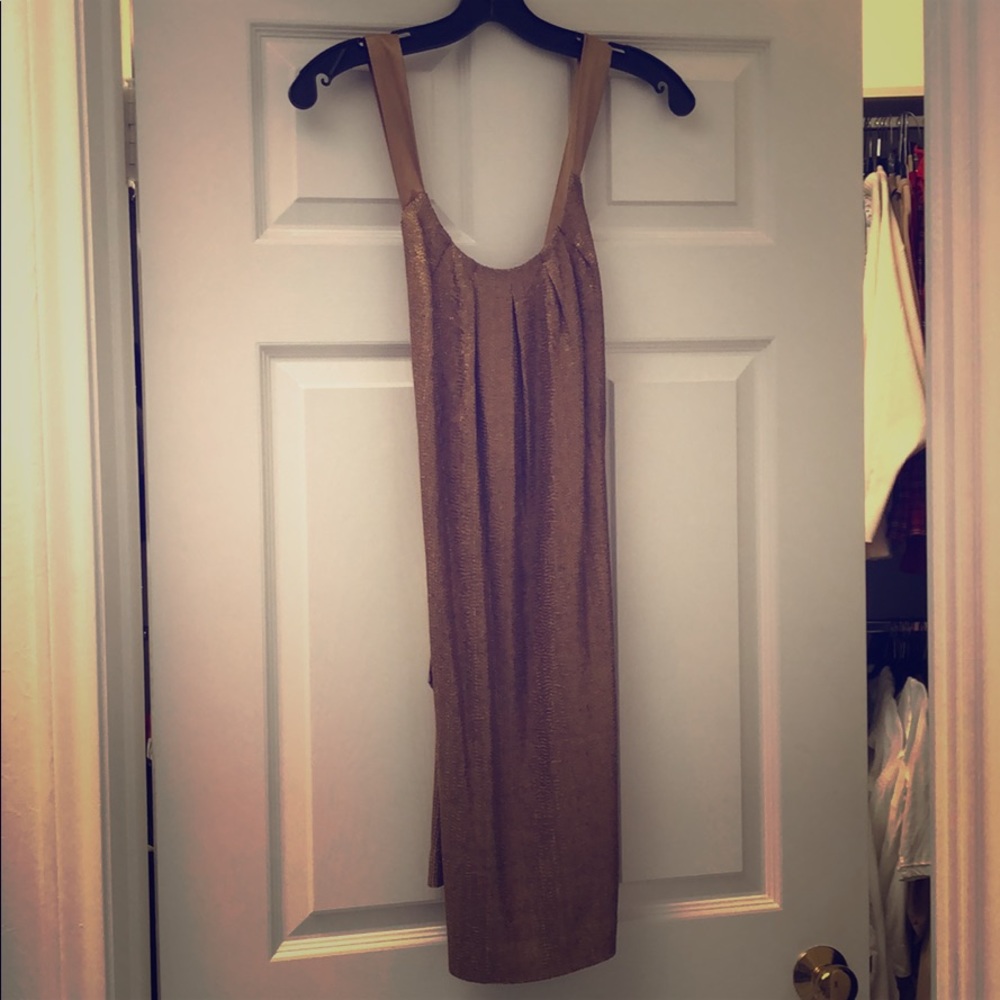 Carmen Marc Valvo gold sequin dress